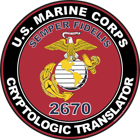 U.S.M.C. MOS 2670 Cryptologic Translator Decal 3.8" - Red