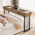 thumbnail image 3 of Tribesigns Overbed Table with Wheels, Mobile Computer Desk Makeup Vanity Desk with Storage, Standing Laptop Cart, Over Bed Makeup Table with Mirror, Vanity Desk for Bedroom, Rustic Brown, 3 of 9