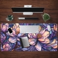 thumbnail image 4 of Floral Desk Mat Gaming Large Mouse Pad Desk Keyboard Pad, Long Computer Mat Faux Stained Glass Artistic Patterns Mouse Mat, Aesthetic Floral Purple & Pink Desk Protector Office Decor 31.5" X 15.7", 4 of 6