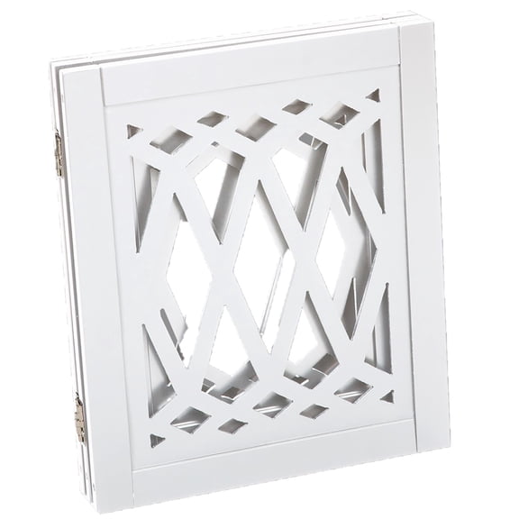Etna Products White Diamond Cut Design Freestanding Foldable Pet Gate with Door Opening. 3 panel 47.5" x 19" Keeps Pets Safe Indoors/Outdoors - Fully Assembled.