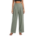 thumbnail image 5 of SeekIslam Women's Solid Color Business Pants Casual Wide Leg High Waist Casual Pants | Lightweight and Breathable, Wide Elastic Belt, 5 of 5
