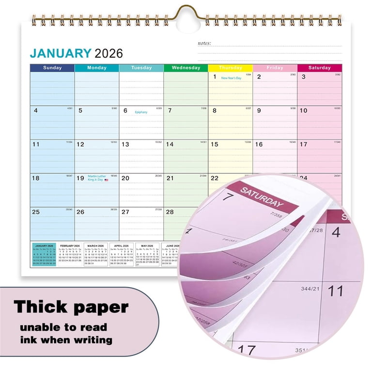 2026-2027 Calendar - 18 Monthly Wall Calendar 2026-2027, January 2026 -  June 2027, Wall Calendar with 15" x 12" Thick Paper, Twin-Wire Binding & ...