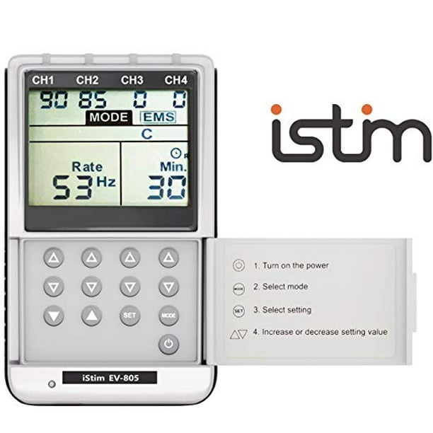 iSTIM EV-805 TENS EMS 4 Channel Rechargeable Combo Machine Unit