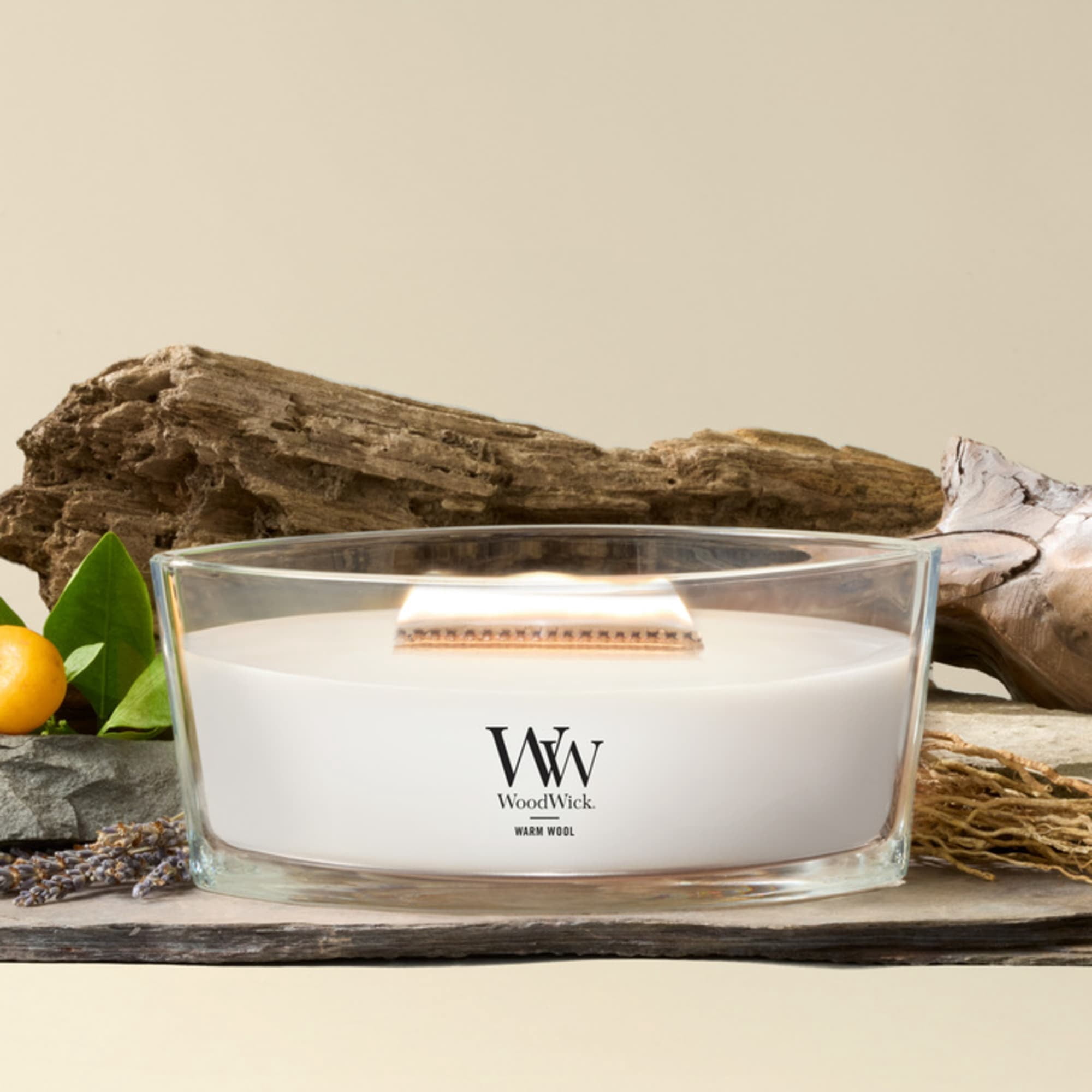 (4 pack) WoodWick Warm Wool Ellipse Candle