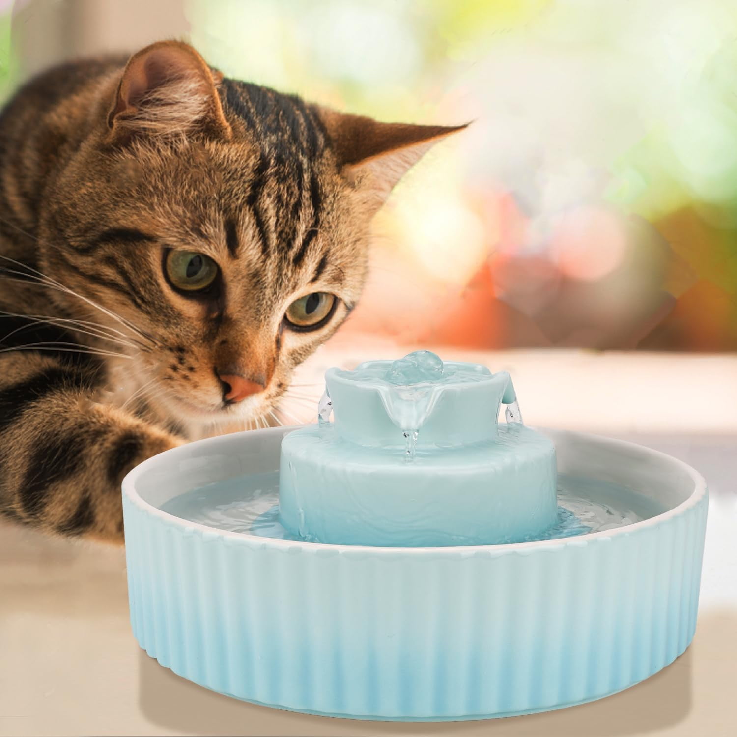 Quiet 2.1L Pet Water Fountain with Dual Pumps and Triple Carbon Filters for Cats and Dogs