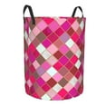 thumbnail image 2 of XMXT Collapsible Laundry Basket, Fuchsia Mosaic Print Waterproof Laundry Hampers Storage Baskets Dirty Clothes Hamper, 40L, 2 of 8