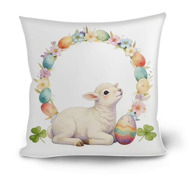 Uuiauoio Easter Bunny Rabbit Pillow Case Colorful Bunny Throw Pillow Cover Spring Holiday Decorative Throw Pillow Easter Pillowcase Square Cushion Cover for Couch
