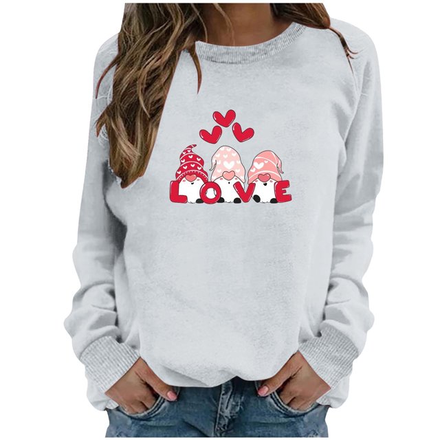 CEHVOM Womens Summer Shirts Round-Neck Long Sleeve Tops Printed Regular Blouse Clearance