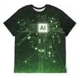 thumbnail image 3 of LAOLIUSN Men's AI Artificial Intelligence Graphic T-Shirt, Futuristic Techwear All Over Print Tee, 2XL, 3 of 7