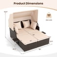 thumbnail image 3 of Costway Patio Rattan Daybed Lounge Retractable Top Canopy Side Tables Cushions Beige Mix Brown + Beige, 3 of 10