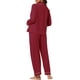 thumbnail image 3 of Pijamas de mujer INSPIRE CHIC, conjunto de loungewear de modal con botones, mangas largas y pantalones, talla XS, rojo, 3 of 5