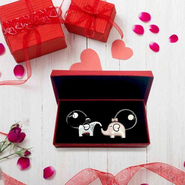 Ventes de Liquidation! Aqestyerly 2 Pcs Cadeau de la Saint-Valentin Cadeau de Noël Porte-Clés Rond en Acier Inoxydable