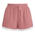 thumbnail image 7 of Sevevn Women's Casual Lace Trim Shorts Elastic Waist Drawstring Loose Comfy Shorts with Pockets Pink S, 7 of 7