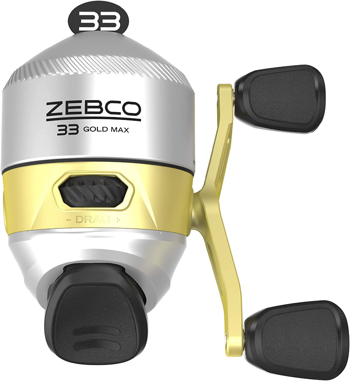 Fishing with Bearings 2.6:1 Dial-Adjustable Spincast 33 Lightweight Ratio Drag, MAX MicroFine Graphite Reel, Silver/Gold and Anti-Reverse, Instant 2+1 Frame Zebco a Smooth Powerful Gear and and a Gold
