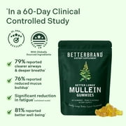 Betterbrand Mullein Chewable Gummies for Lung Cleanse and Detox, Respiratory Health Supplement, 1000mg Mullein extract per serving, 60 Gummies - 30 Day Supply - Pear Flavored