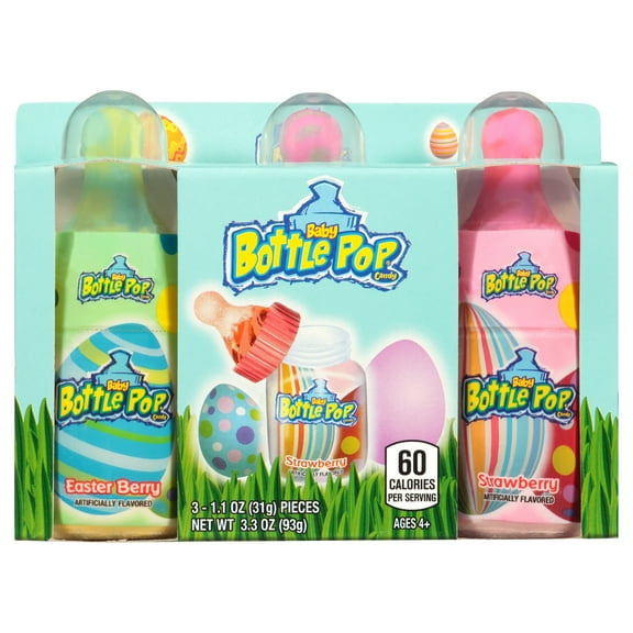 Baby Bottle Pop Easter Candy Giftset , Assorted Fruit Flavors, 3.3 oz, 3 Count Box