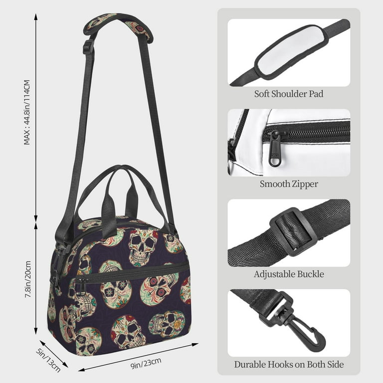 DouZhe Lunch Bags for Women and Men, Funny Mexican Sugar Skull