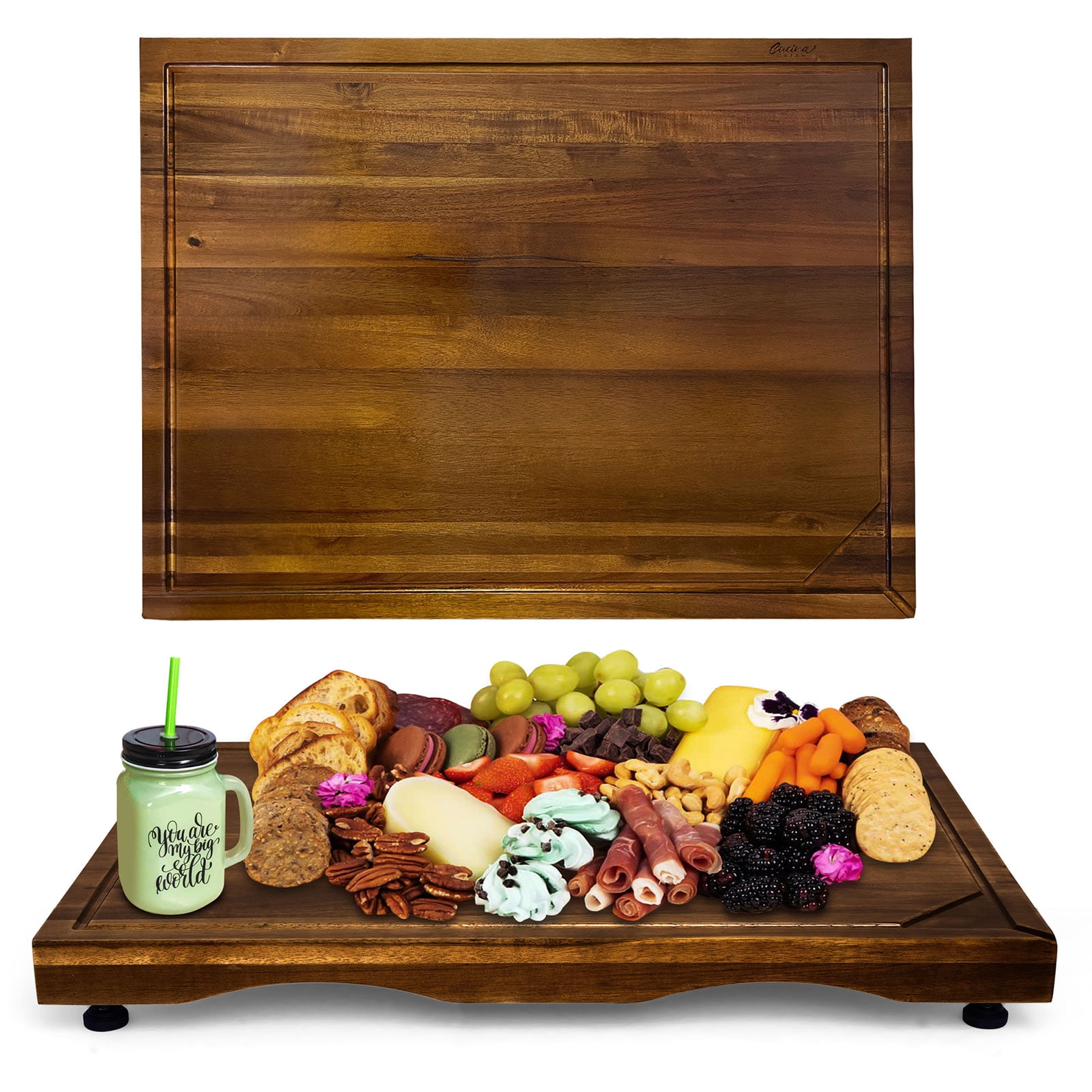 Cucina Green 30 inches Noodle Board, Butcher Block for Chopping Meat and Vegetables Adjustable Legs