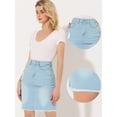 thumbnail image 2 of Allegra K Falda Vaquera Midi Básica Desgastada De Cintura Alta Con Dobladillo Rasgado Y Lavado Para Mujer Azul claro XS, 2 of 5