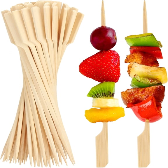 ACDANC 2026 New 6 Inches Cocktail Picks Bamboo Skewers for Appetizers,200Pcs Paddle Wooden Skewers,Fancy Flat Toothpicks for Appetizers Party Sandwich Fruit Charcuterie