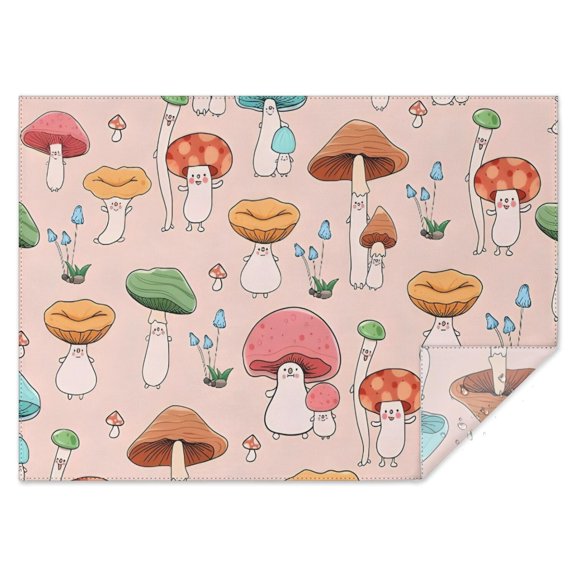 Pink Mushroom Cartoon Light Pattern Rectangle Tablecloth 60"x84",Waterproof Polyester Rectangle Table Cloth, Wipeable Spillproof Polyester Tablecloth for Dining, Camping, Indoor and Outdoor
