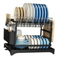 thumbnail image 3 of 2-Tier Dish Rack For Kitchen Counter, Dish Drying Rack With Dish Drainer, Stainless Steel Dish Rack Drain Set With Utensil Holder, Cutting Board Holder, Kitchen Dishes Organizers, Black, 3 of 13