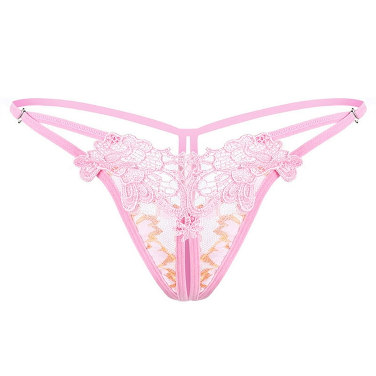 LBECLEY Candy Underwear for Women Hollow Embroidered Panties Low Waist Thong  Side Open Panties Lane 26 28 Panties Women Underwear Set Pink One Size 