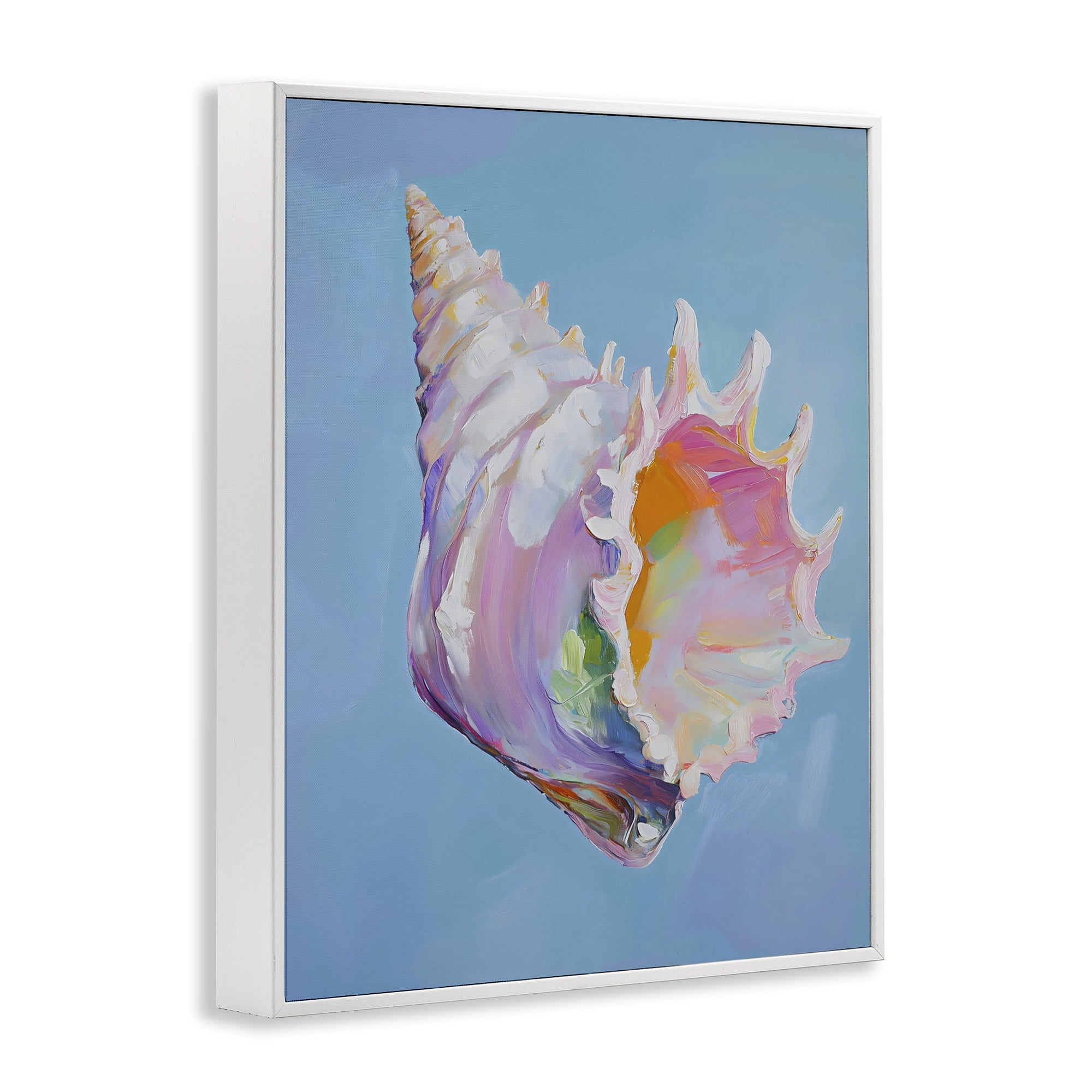Stupell Industries Pastel Hued Conch on Blue White Framed Giclee Art, design by The Prints Vibe