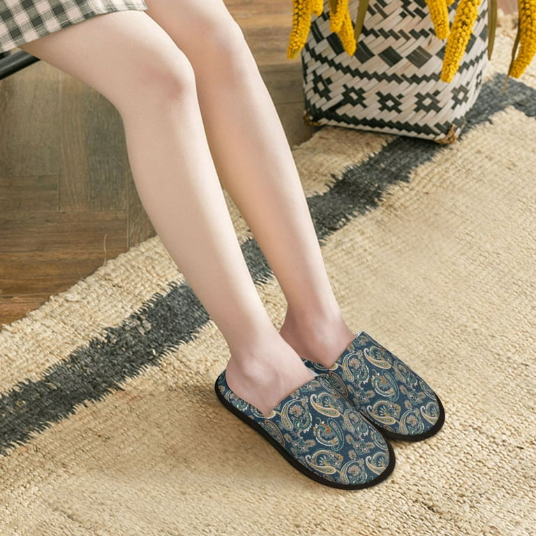 Noikeo Indian Paisley 2 Pattern Cozy Slippers Indoor for Women and Mens Fuzzy House Shoes Soft Plush Warm Slip on Slippers Large Walmart