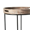 thumbnail image 2 of Round Tray Table with Metal Stand, Set of 2, Brown and Black- Saltoro Sherpi, 2 of 5