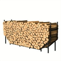 5.9ft Firewood Rack Holder, Outdoor Indoor Heavy Duty Metal Wood Stand, Adjustable Stacker Fireplace Lumber Organizer, Bottom Widening for Deck Patio Logs Storage Carrier Tool, Black
