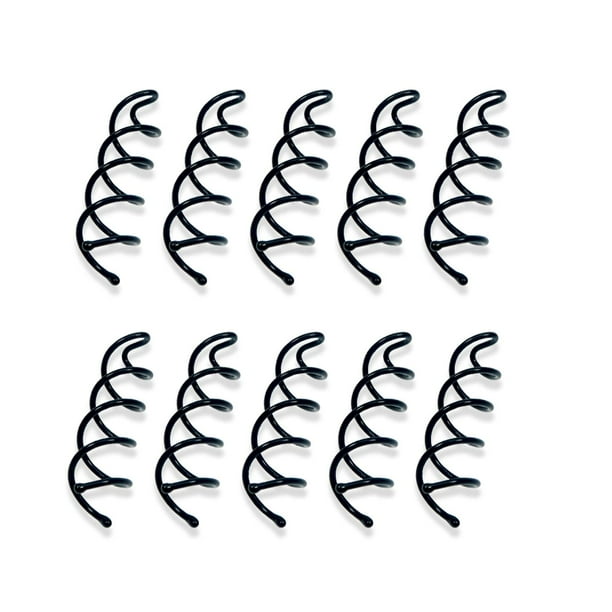 Apuakthei 10 horquillas en espiral de 2.0 in, color negro, aleación de moño rápido, accesorios para el cabello en espiral, horquillas para el pelo con tornillo giratorio para mujer, estilo de pelo DIY