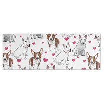 Bull Terriers and Hearts Kitchen Rug Mat,Kitchen Runner Rugs Non Skid Washable,Decorative Kitchen Floor Mats for Kitchen,Sink,Laundry,17"X47"