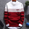 thumbnail image 5 of Hevirgo Fashion Men Color Block Patchwork O Neck Long Sleeve Knitted Sweater Top Blouse,White M, 5 of 10