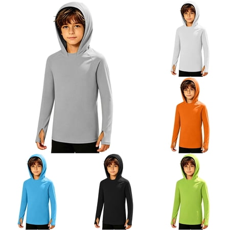 Vividxx Boys Hoodies Kids Long Sleeve Hooded Sweatshirts Lightweight And Breathable Sunscreen Outdoor Beach Hiking Preppy Clothes 9-10 Years