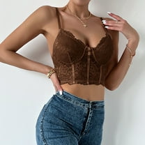 Delliss Lace Tops for Women V Neck Camisole Top Sleeveless Crop Tank Going Out Outfits 2025 Trendy