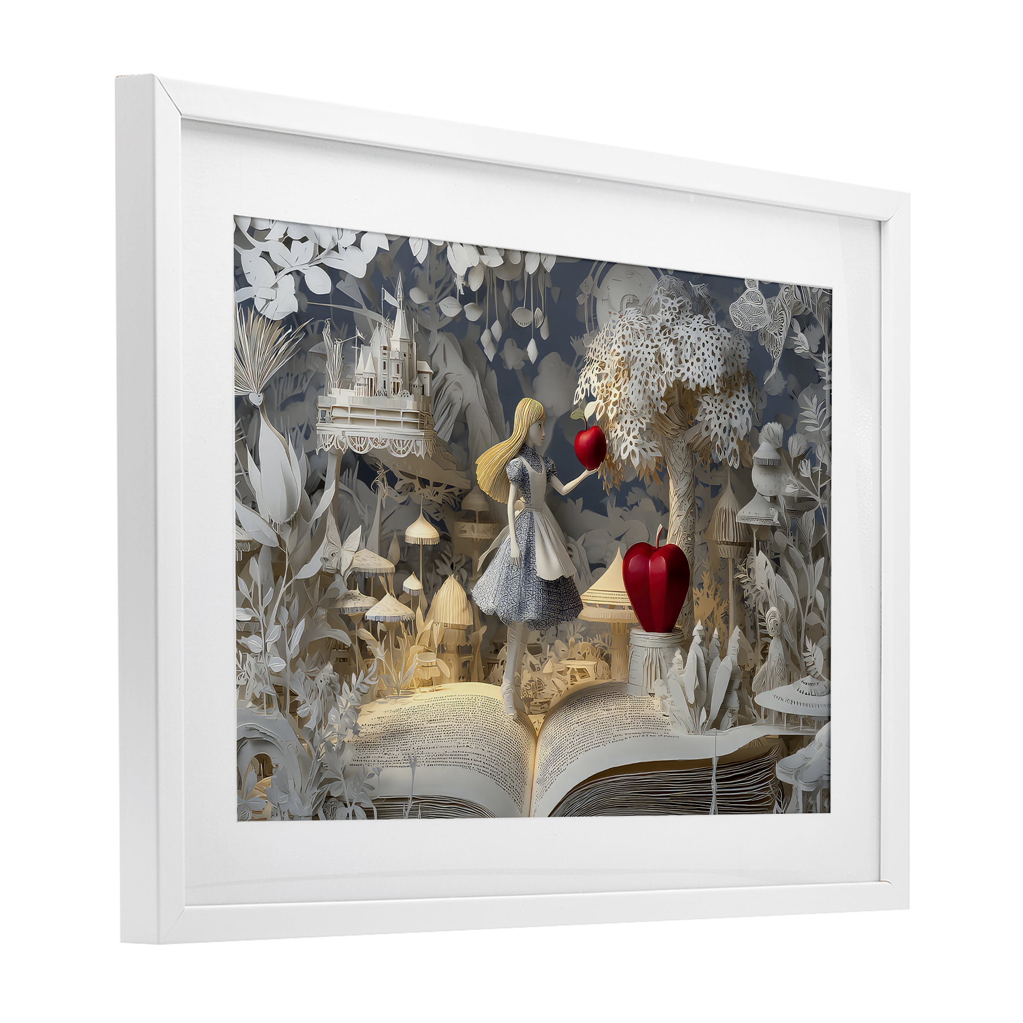 Stupell Industries Fairytale Scene Papercraft White Framed Print Under Glass, design by The Wands Want