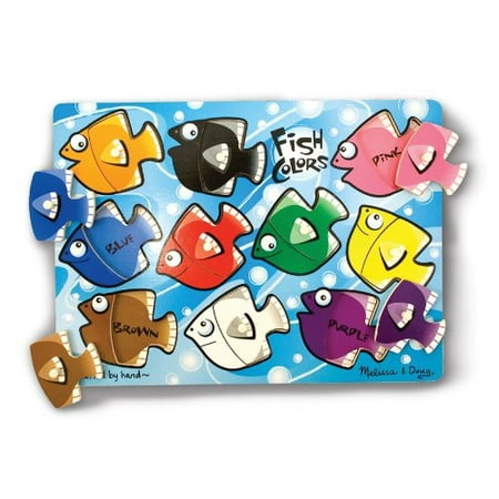 Melissa & Doug Fish Colors Mix 'N Match Wooden Peg Puzzle (10 Pcs ...