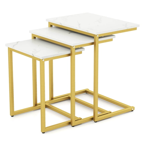 3 Pcs Nesting Coffee End Table Set Stacking Design Side Nightstand Living Room