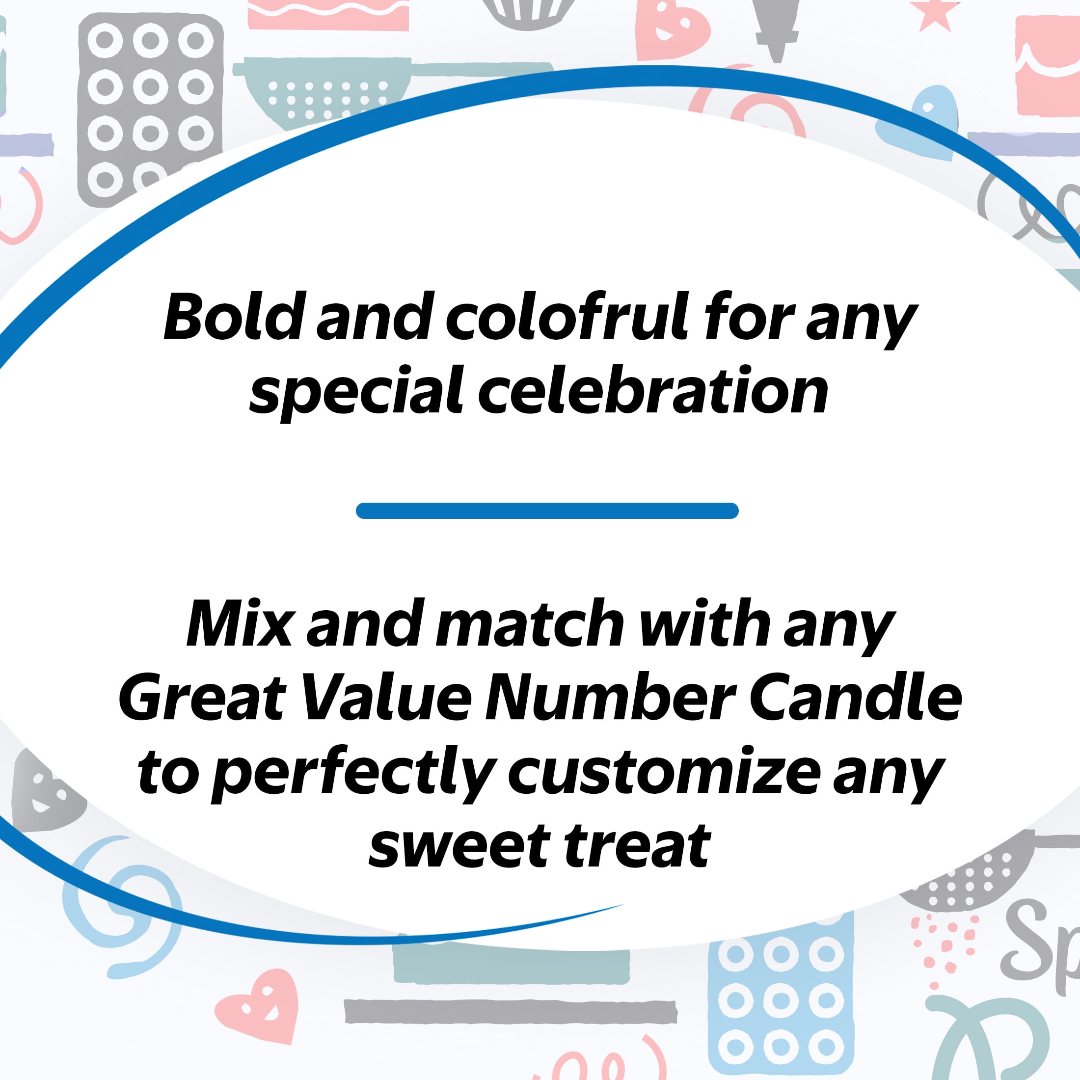 Great Value Birthday Party Candle, Multicolor, Number 2