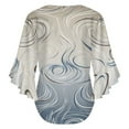 thumbnail image 6 of Abstract Swirling Pattern Design Women's V-Neck Blouse With 3/4 Ruffled Bell Sleeves Casual Top Ladies Blouses, 6 of 7