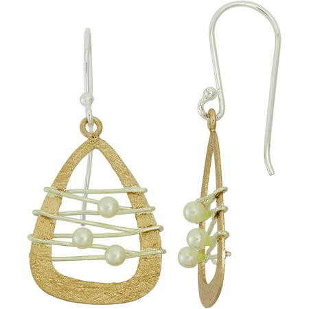 5th & Main Sterling Silver and 14kt Gold-Plated Dream Catcher Earrings with Pearl