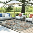 thumbnail image 3 of 8x10 Water Resistant, Large Indoor Outdoor Rugs for Patios, Front Door Entry, Entryway, Deck, Porch, Balcony | Outside Area Rug for Patio | Aqua, Floral | Size: 7'7'' x 10'3'', 3 of 9