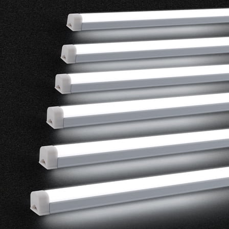 Hlite 6-Pack T5 LED Shop Light, 4FT 22W 2200LM 6500K Daylight, Plug in/Hardwire, Linkable Utility Light for Garage, Warehouse, Workshop, Under Cabinet