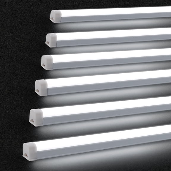 Hlite 6-Pack T5 LED Shop Light, 4FT 22W 2200LM 6500K Daylight, Plug in/Hardwire, Linkable Utility Light for Garage, Warehouse, Workshop, Under Cabinet