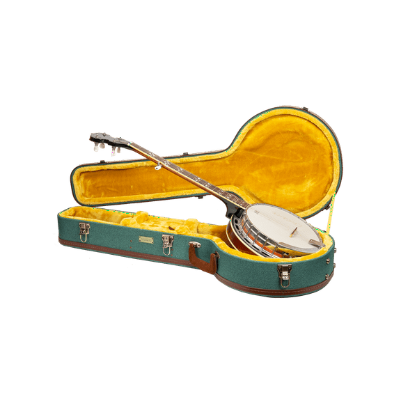 Crossrock Master Series - Wooden 5-string Resonator styles of Banjos Case - Security Lock, Genuine Leather Handle, Reinforced Hardware, Metal Feet, Storage Space- Malachite Blue Tweed