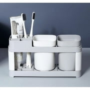 EQCOTWEA Toothbrush Toothpaste Stand Holder Bathroom Storage Organizer with 2 Cups