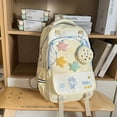 thumbnail image 2 of FUZHIQ Cute Cartoon School Bag for Ages 3-9 Grade Plush Star Decor Detachable Mini Pouch Casual Student Daily Backpack, Yellow, 2 of 5