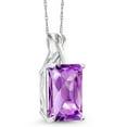 thumbnail image 2 of Gem Stone King 10K White Gold Purple Amethyst Pendant Necklace for Women (7.20 Cttw, Gemstone February Birthstone, Emerald Checkerboard Cut 14x10MM, with 18 inch Chain), 2 of 5
