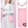 thumbnail image 2 of Crossbody Lanyard Phone case for iPhone 14 Pro Max 6.7 inch, Silicone Phone Cover with Adjustable Necklace Strap Soft Belt Neck Cord Lanyard Shockproof Protective Case - Pink, 2 of 14